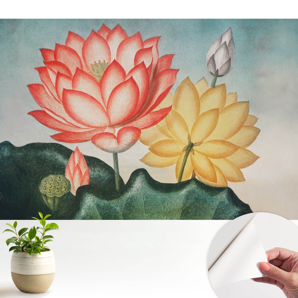 Tapeta fotograficzna samoprzylepna Kwiaty lotosu w romantycznym stylu