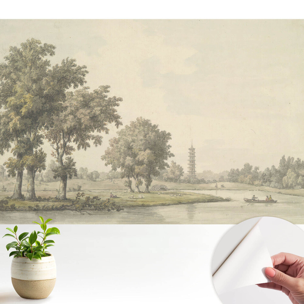 Tapeta fotograficzna samoprzylepna Malowniczy krajobraz z pagodą i stawem