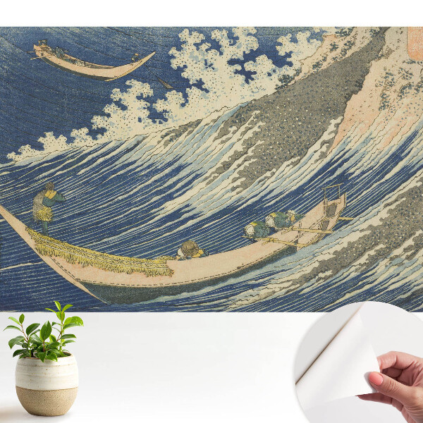 Nowoczesna fototapeta na wymiar Wzburzone fale japońskie łodzie