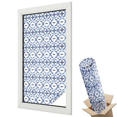 Mleczna folia na okno witraż Niebieska mozaika