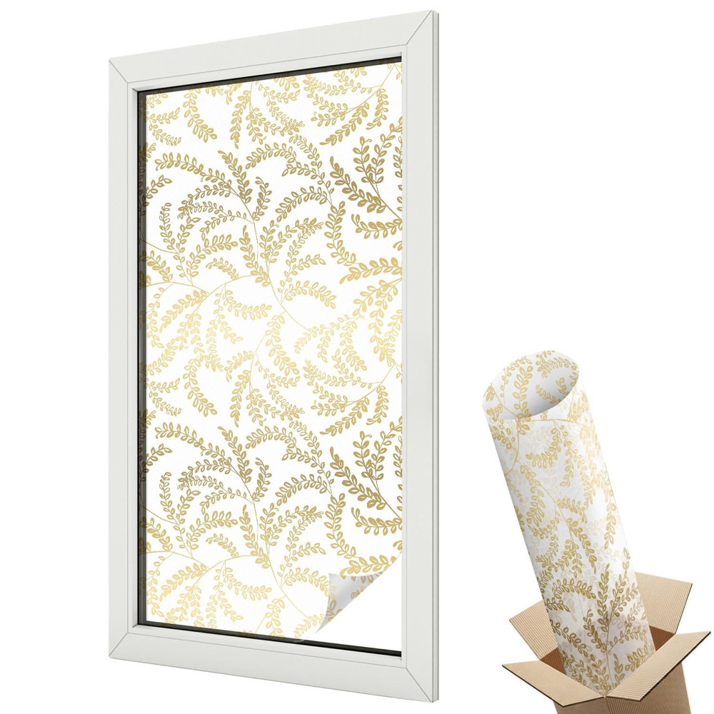 Mleczna folia na okno witraż Roślinny wzór