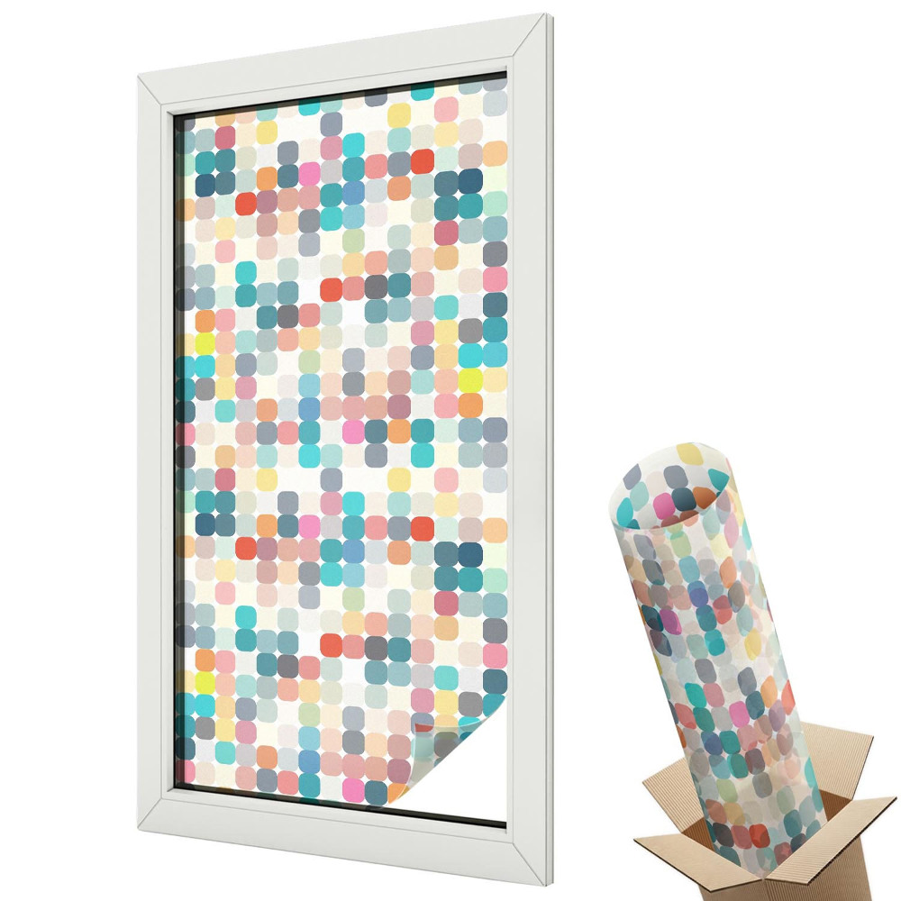 Witraż naklejka na okno Kolorowe kwadraty