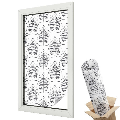 Mleczna folia na okno witraż Liściasta elegancja