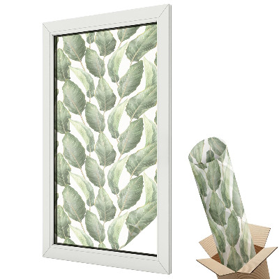 Mleczna folia na okno witraż Zielone liście