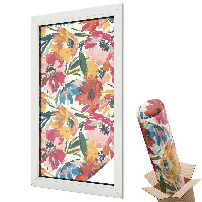 Mleczna folia na okno witraż Kwiatowa eksplozja