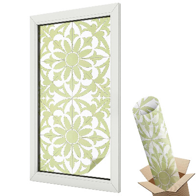 Witraż naklejka na okno Zielony ornament