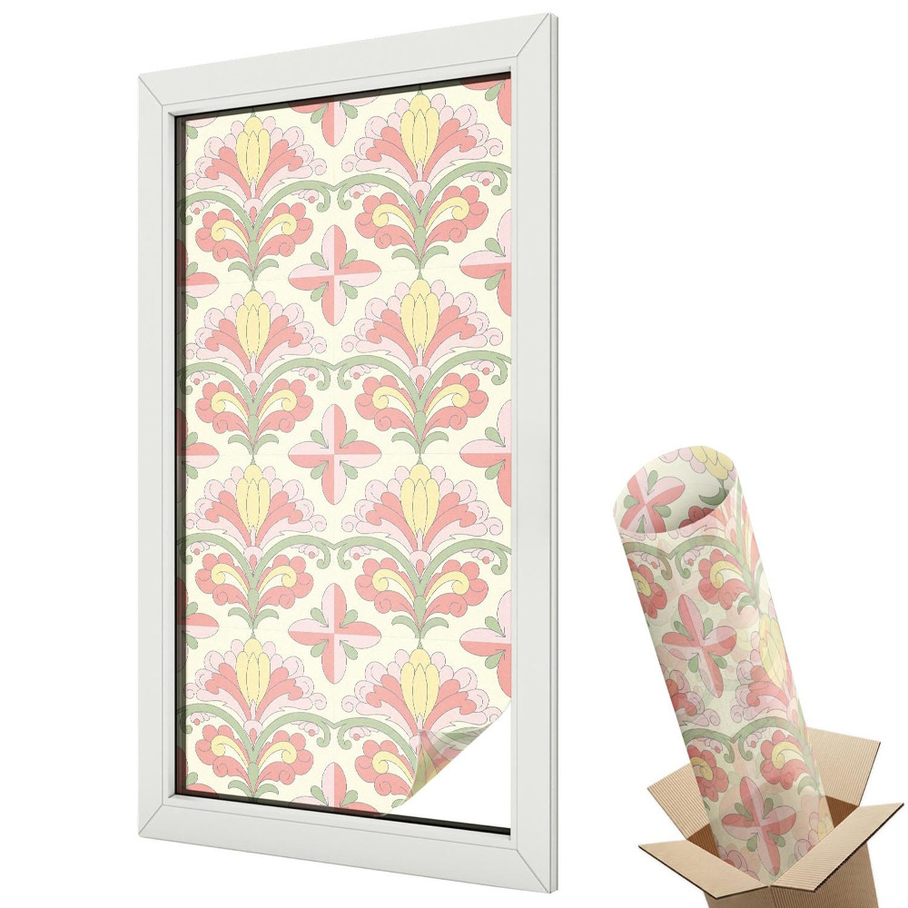 Mleczna folia na okno witraż Roślinna elegancja