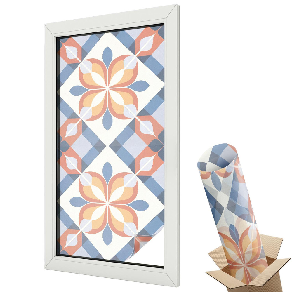 Witraż naklejka na okno Kolorowa symetria