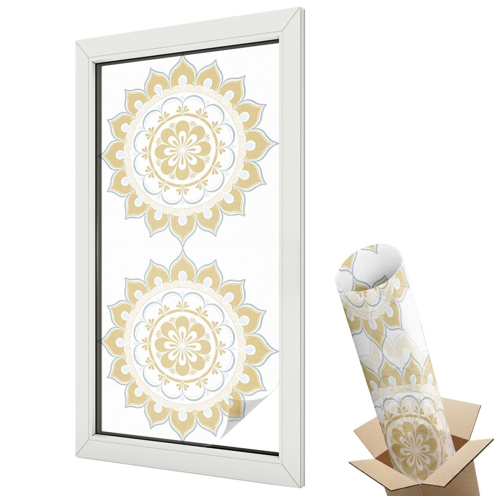 Mleczna folia na okno witraż Florystyczna mandala