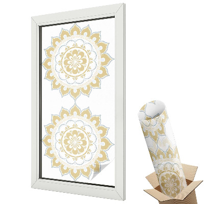 Mleczna folia na okno witraż Florystyczna mandala
