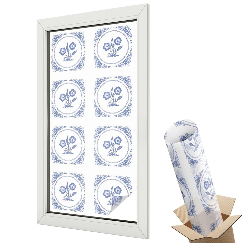 Mleczna folia na okno witraż Delikatne kwiaty