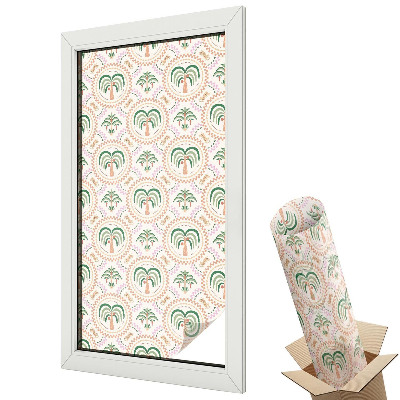 Mleczna folia na okno witraż Egzotyczne palmy