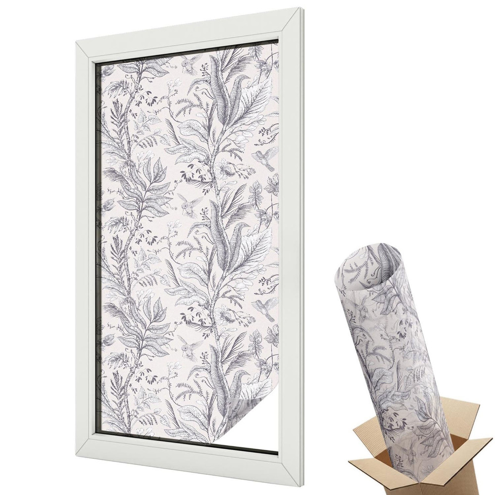 Witraż naklejka na okno Liście i motyle