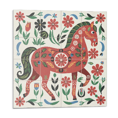 Samoprzylepne płytki Wzór konia w kwiatach