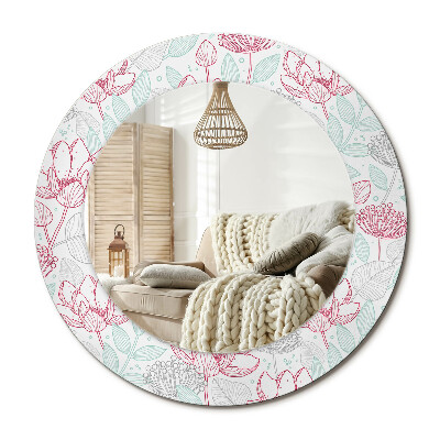 Lustro z nadrukiem okrągłe Kwiaty