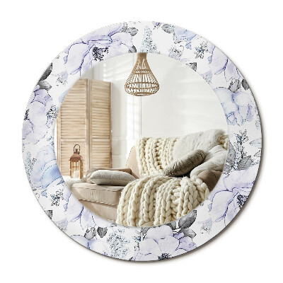 Lustro z nadrukiem okrągłe Niebieskie róże