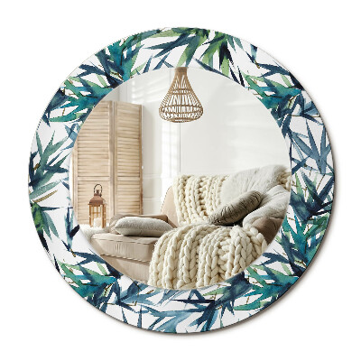 Lustro z nadrukiem okrągłe Niebieskie palmy
