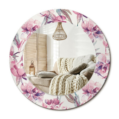 Lustro dekoracyjne okrągłe Piwonie kwiaty