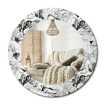 Lustro z nadrukiem okrągłe Koty