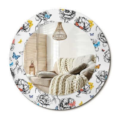 Lustro dekoracyjne okrągłe Kolorowe motyle