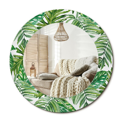 Lustro dekoracyjne okrągłe Liście dżungli