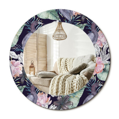 Lustro z nadrukiem okrągłe Czaple ptaki