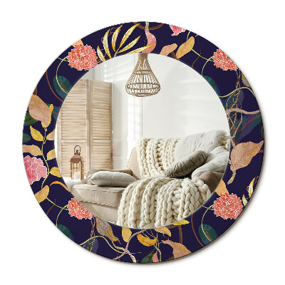 Lustro dekoracyjne okrągłe Rośliny akwarelowe