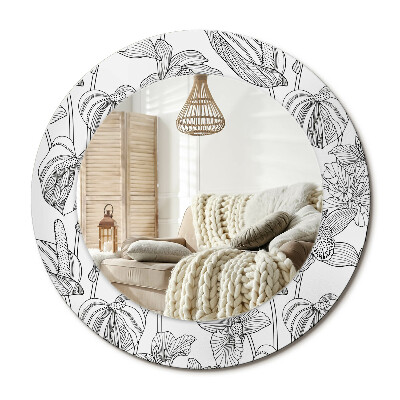 Lustro dekoracyjne okrągłe Kwiatowy wzór