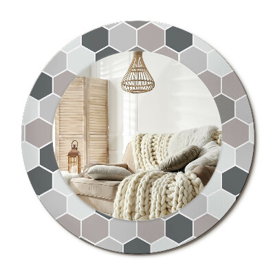 Lustro z nadrukiem okrągłe Sześciokątny wzór
