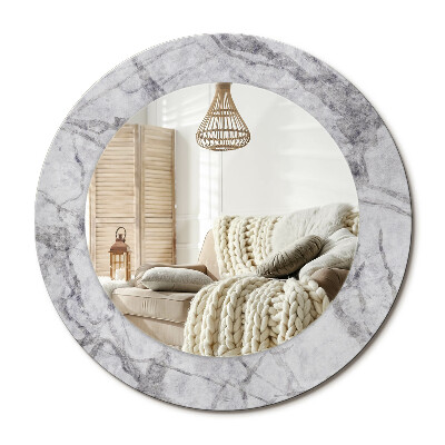 Lustro z nadrukiem okrągłe Biały marmur