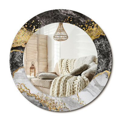 Lustro z nadrukiem okrągłe Marmur loft