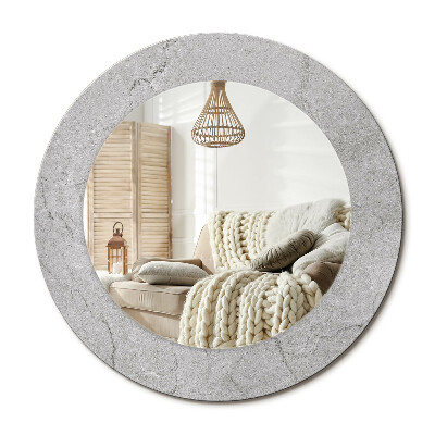 Lustro z nadrukiem okrągłe Szary cement