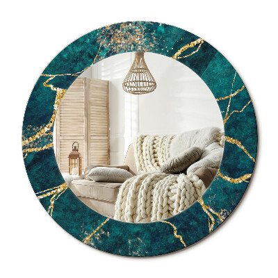 Lustro dekoracyjne okrągłe Zielony marmur