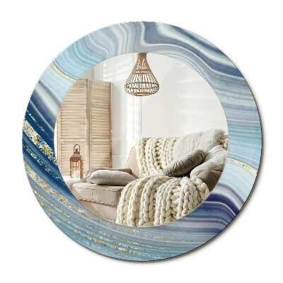 Lustro dekoracyjne okrągłe Niebieski marmur