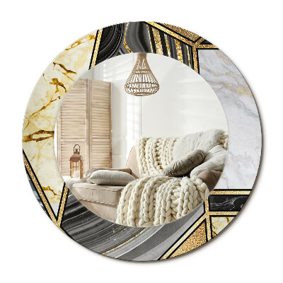 Lustro z nadrukiem okrągłe Marmurowy styl