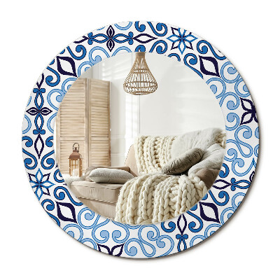 Lustro dekoracyjne okrągłe Niebieski arabski wzór