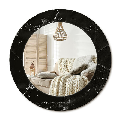 Lustro z nadrukiem okrągłe Kamień marmurowy