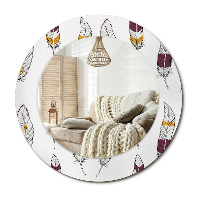 Lustro z nadrukiem okrągłe Pióra