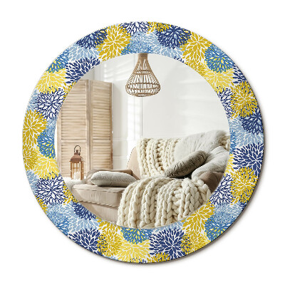 Lustro z nadrukiem okrągłe Niebieskie kwiaty