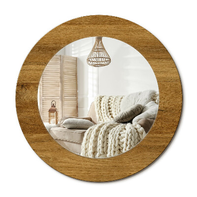 Lustro dekoracyjne okrągłe Rustykalny dąb