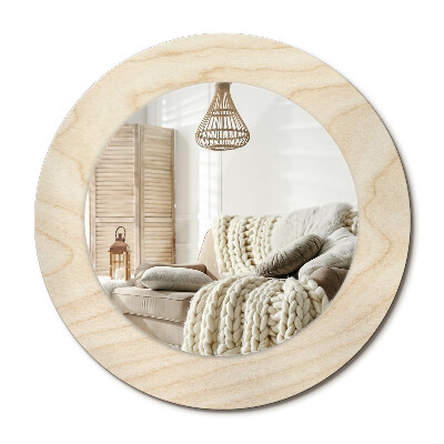 Lustro dekoracyjne okrągłe Drewno jasne