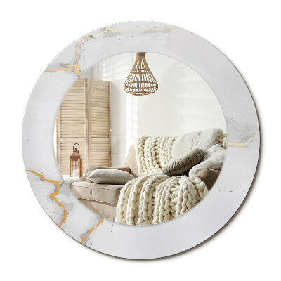 Lustro z nadrukiem okrągłe Biały marmurek