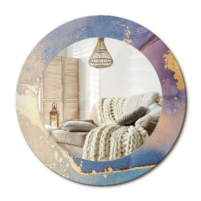 Lustro z nadrukiem okrągłe Marmurowy kamień