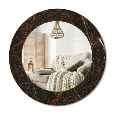 Lustro z nadrukiem okrągłe Brązowy marmur