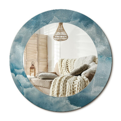 Lustro dekoracyjne okrągłe Niebieski marmur onyksowy