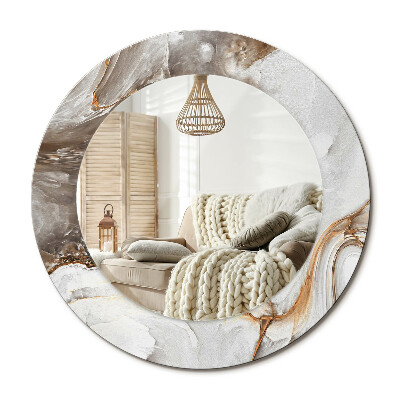 Lustro dekoracyjne okrągłe Jasny marmur