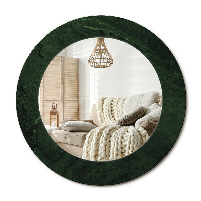 Lustro z nadrukiem okrągłe Zielony marmurek