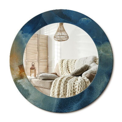 Lustro z nadrukiem okrągłe Marmur onyx