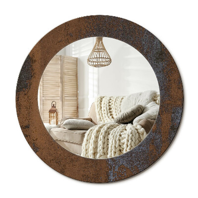 Lustro z nadrukiem okrągłe Metaliczny rustykalny