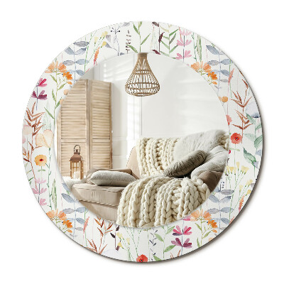 Lustro z nadrukiem okrągłe Dzikie kwiaty